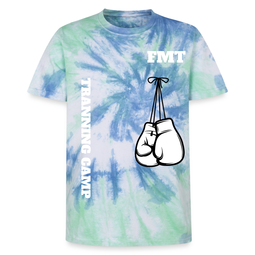 T-shirt tie-dye premium unisexe - bleu spirale