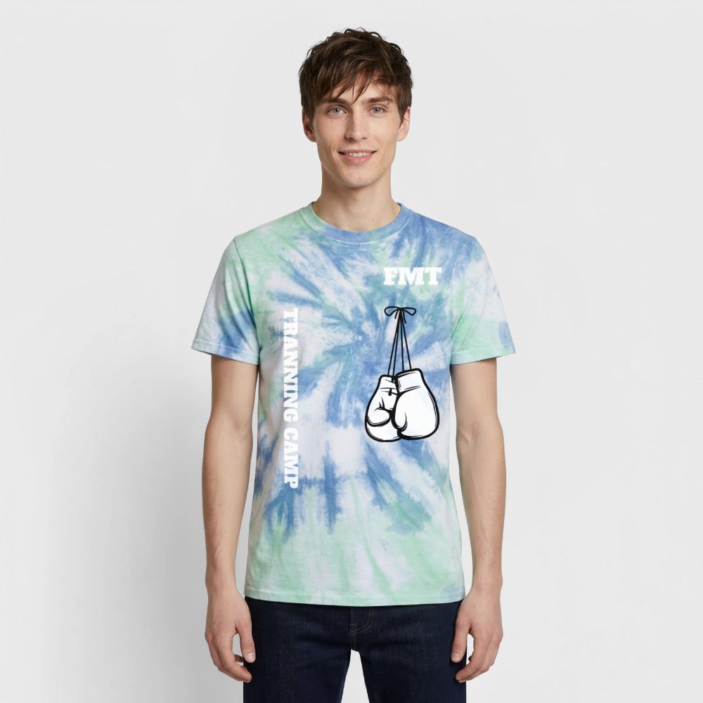 T-shirt tie-dye premium unisexe - bleu spirale