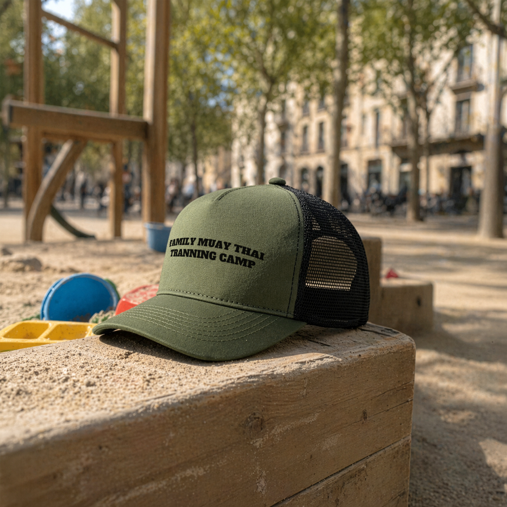 Casquette trucker enfant - olive/noir
