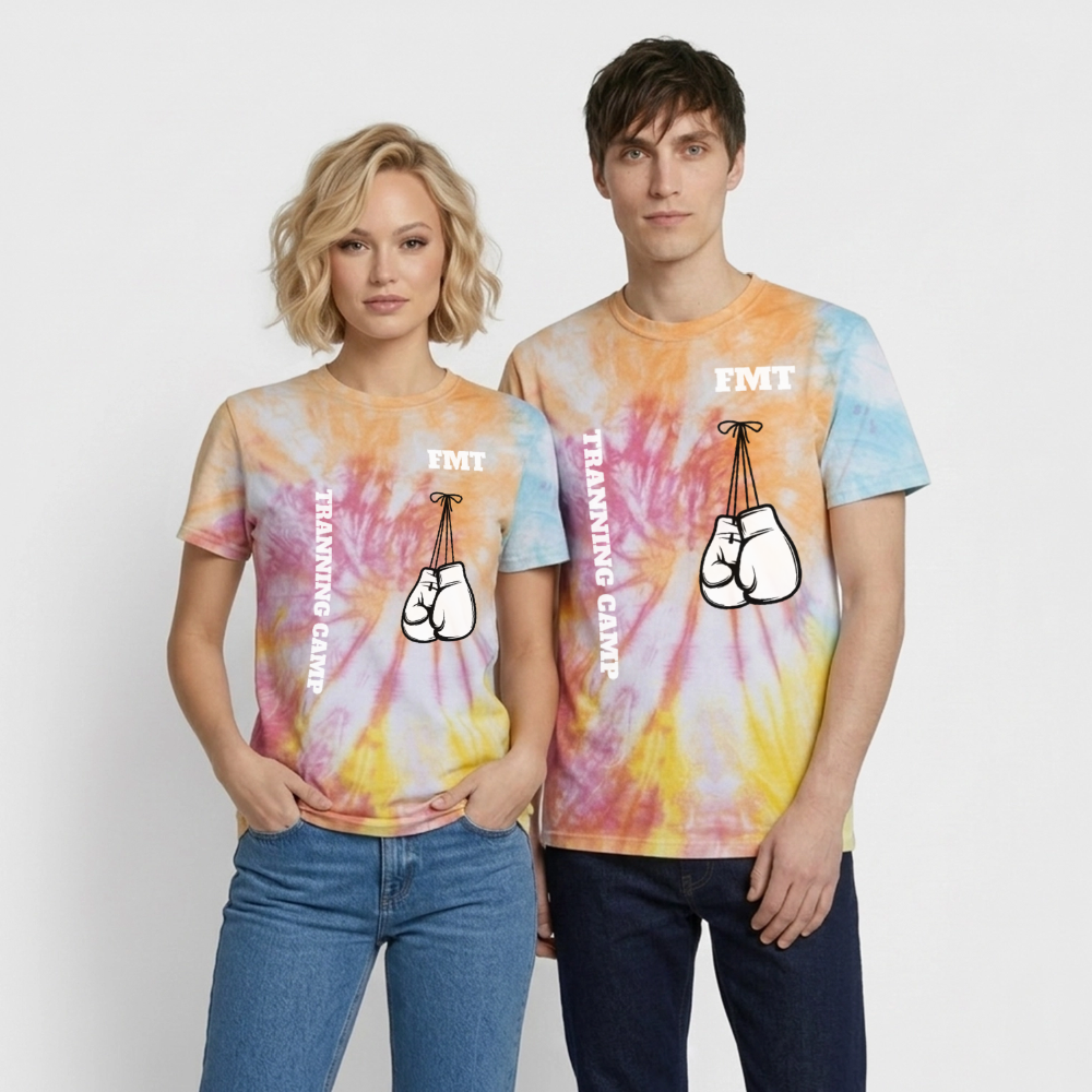 T-shirt tie-dye premium unisexe - arc-en-ciel spirale