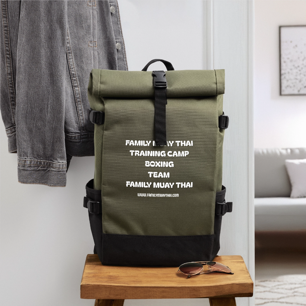 Sac à dos roll top - olive/noir