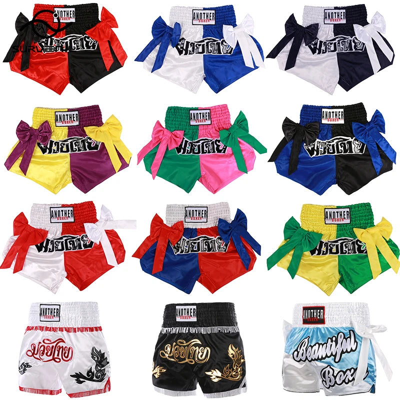 Short Muay Thaï Satin Nœud – Femme, Enfant & Unisexe | Family Muay Thai